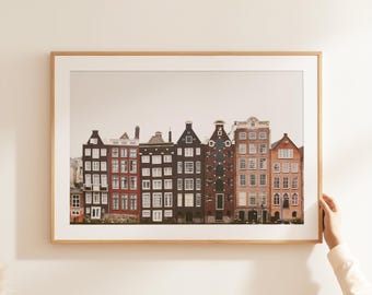 Amsterdam Art Printable, Amsterdam Houses Print, Amsterdam Poster, Amsterdam Wall Art, Travel Wall Decor, Modern Wall Art, Travel Poster