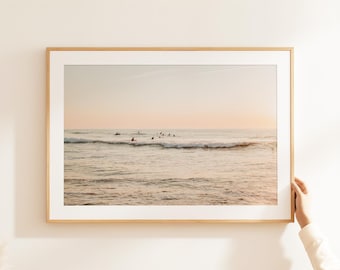 Boho Surf Poster, Oversized Ocean Print, Surf Print, Ocean Natural Decor, Blue Surf Printable, Ocean Surfboard Printable, Beach Printable