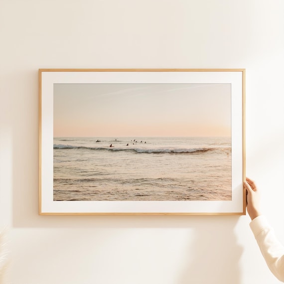 Boho Surf Poster, Oversized Ocean Print, Surf Print, Ocean Natural Decor, Blue Surf Printable, Ocean Surfboard Printable, Beach Printable