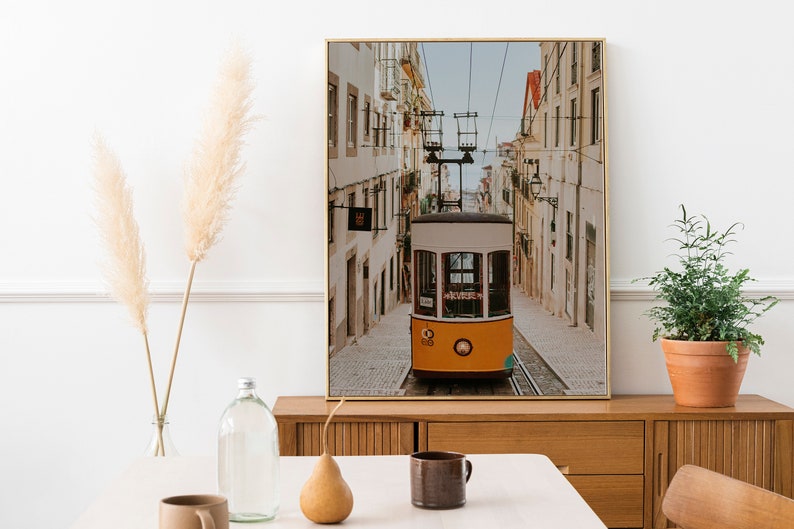 Yellow Tram Lisbon, Lisbon Portugal, Tram Print, Travel Wall Art, Architecture, Trolley Print, Lisbon Portugal Photography, Travel City Art image 5