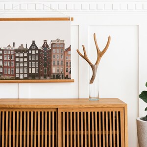 Lámina artística de Ámsterdam, lámina de casas de Ámsterdam, póster de Ámsterdam, arte mural de Ámsterdam, decoración de pared de viajes, arte mural moderno, póster de viajes imagen 4