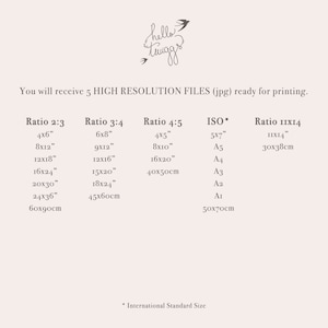 May include: A chart showing different aspect ratios and their corresponding sizes in inches and centimeters. The chart includes ratios like 2:3, 3:4, 4:5, and ISO standard sizes like A5, A4, A3, A2, and A1. The chart also includes a ratio of 11x14, with a size of 30x38 centimeters.