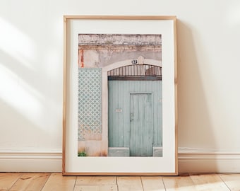 Lisbon Mint Door Printable, Portuguese Tile Photo, Rustic Travel Wall Art, Portugal Photography Print, Digital Download