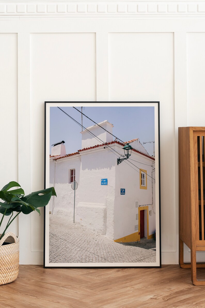 White Village Portugal Poster, Countryside Portugal Print, Rustic Wall Decor, White Farmhouse Wall Art, Architecture Photography Print image 6