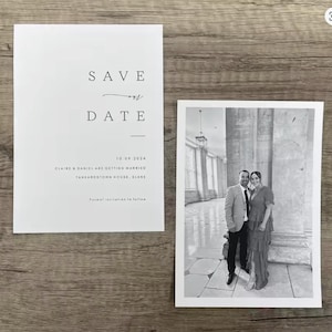 Save The Date - GEDRUKT & GELEVERD Minimalistisch elegant zwart-wit Save The Date Simple Chic Werkelijk gedrukte bruiloft verlovingsprints