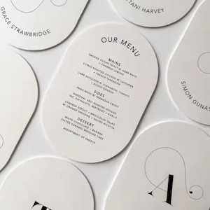Double Arch-trouwmenu of -uitnodiging – op maat bedrukte ovale kaart voor bruiloften of evenementen | Elegant modern ontwerp, fysieke levering