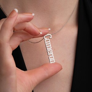 14K Real Gold Name Necklace: Personalized Dangle Nameplate Pendant