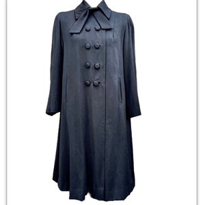 1940s Double-Breasted Rothmoor Coat for Younkers Des Moines - Look at That Collar and Tie! Elegance in Timeless Black - Excellent Condition