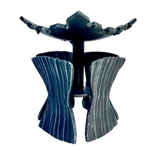 Vintage 60s Black Brutalist Candle Holder - Handmade Welded Metal - Gothic, Witchy Aesthetic - Mid-Century Decor, Mediterranean Flair
