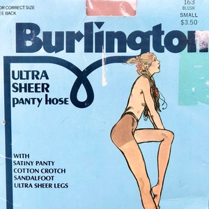 Vintage Burlington Panty Hose: Ultra Sheer Sandalfoot Stockings, Blush 163 (Small)