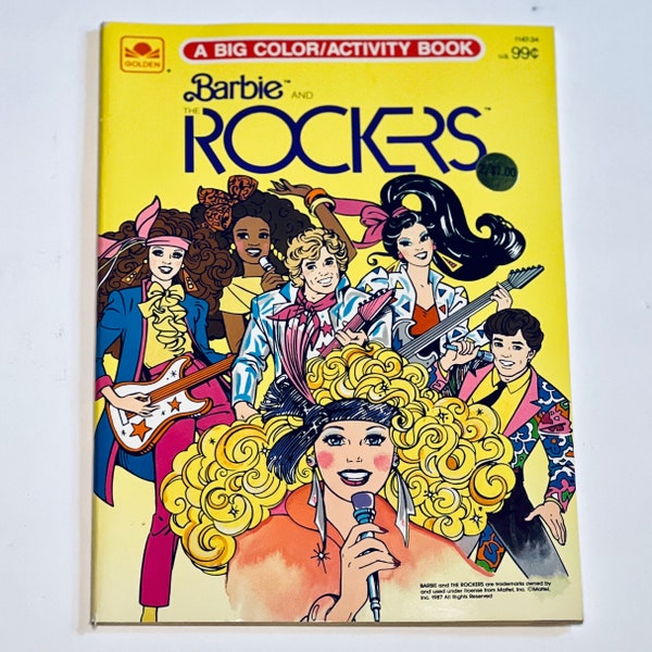 Vintage Barbie and the Rockers Coloring Book - Mattel Inc. 1987 - Unused Retro Activity Book