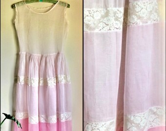 Pink Ombre Sheer Slip XS Lace and Organza Absolutely Beautiful Sleeveless, Scoop Neck Delicate and Feminine Wonderful for Use or Display