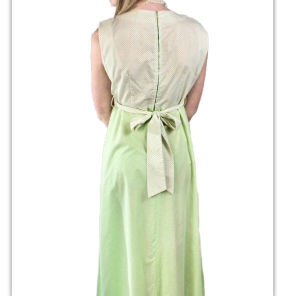 Green Spring Sundress 1970's Soft Green and White… - image 4
