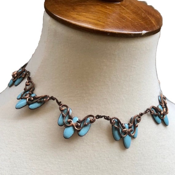 Matisse Copper and Turquoise Enameled "Waltz" Chok