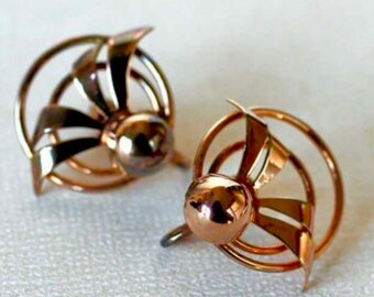 Vermeil Sterling Silver Earrings: Copper Tone Screw Back Design