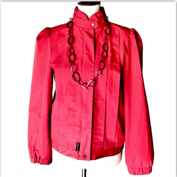 Red Hot Retro Jacket with Thriller Vibes! Ruching… - image 1