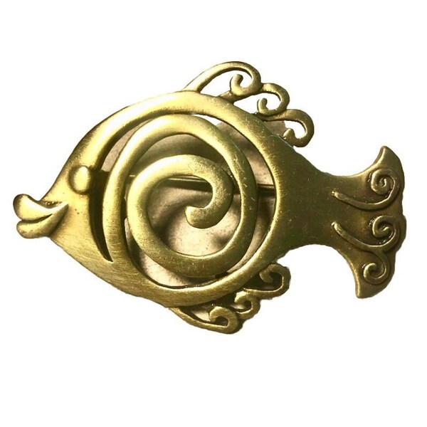 Fish Brooch By JJ Signed Pin Vintage Summer Fun Accents Vintage 1990’s Vacation Style Swirl Fishy Lips