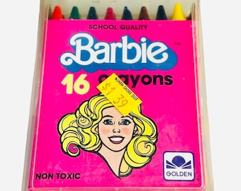 Barbie Crayons - Mattel, Inc. 1983, Collectable School Quality - Set of 16 - Nontoxic - Golden from Western Publishing Co., Inc Made in USA