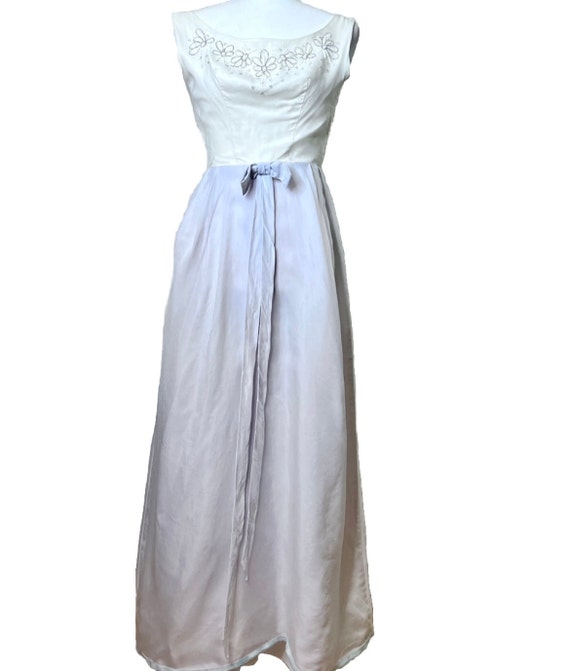 Vintage 1960s Evening or Wedding Gown - White Bea… - image 8