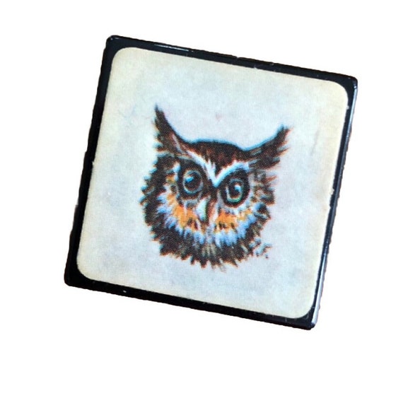 Vintage 1970s Owl Trinket Box: Tiny Plastic Case - image 1