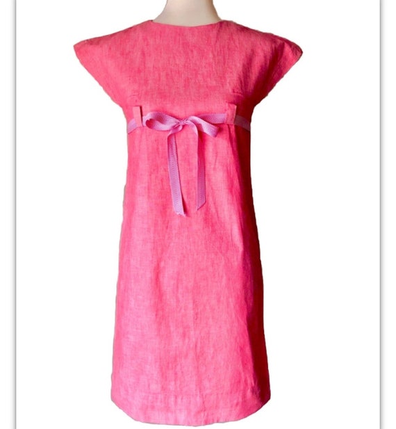 1960s Mod Chambray Dress: Handmade Red Mini Dress - image 1