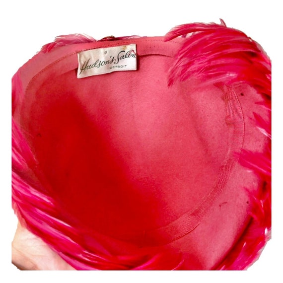 Shocking Pink Feather Covered Hat by Hudson's Sal… - image 10