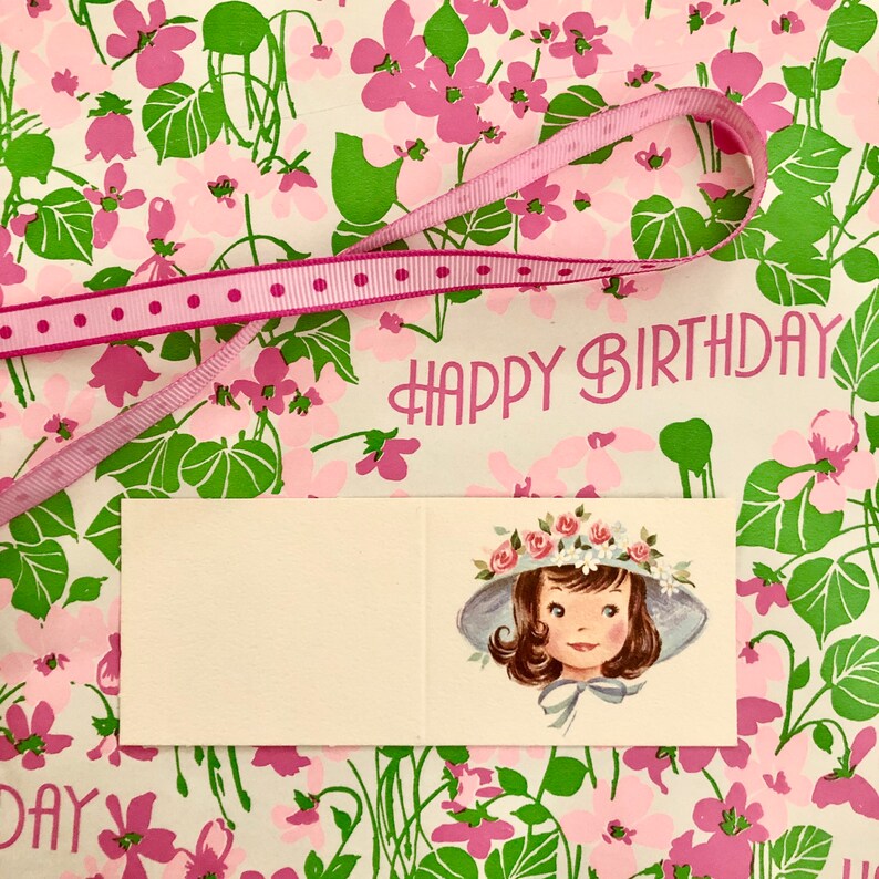 Gift Wrap Kit Happy Birthday Paper Ribbon and Gift Tag Pink Etsy