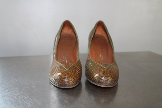 Reptile skin women's heels green Ingenue Shoes Jac
