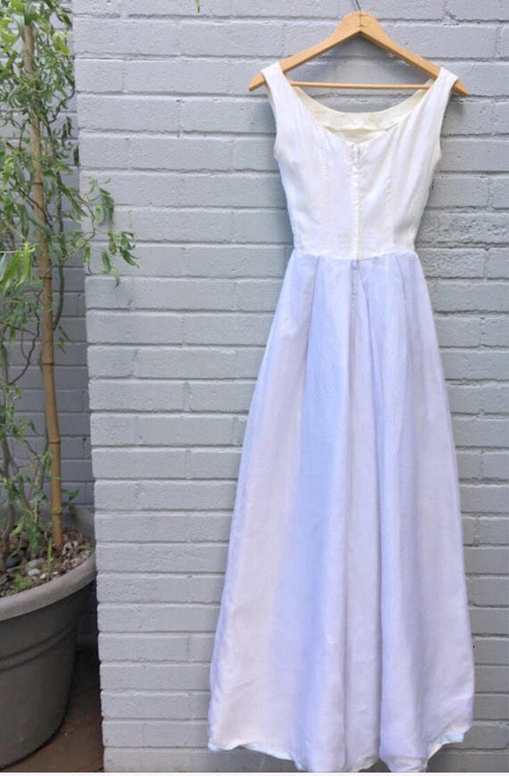 Vintage 1960s Evening or Wedding Gown - White Bea… - image 3