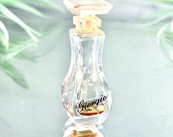 Giorgio Beverly Hills Perfume Clear Glass Bottle with Plastic Top, 1980's Curvy Shape Collection Display Piece Vanity Accessory, Pretty