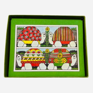 Vintage Schildkröte Grußkarten von Stone House Inc. - Glückliche Gedanken - Grußkarten & Umschläge - Box of 10 - New Old Stock - 1970s