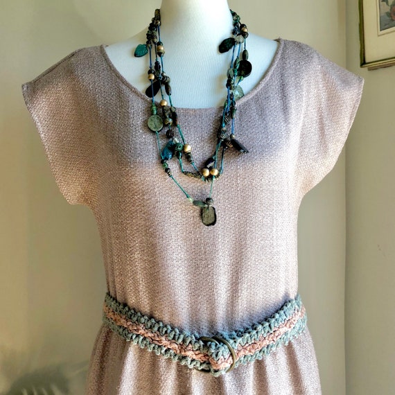 1980's Dress by Coco of California Burlap Natural… - image 3