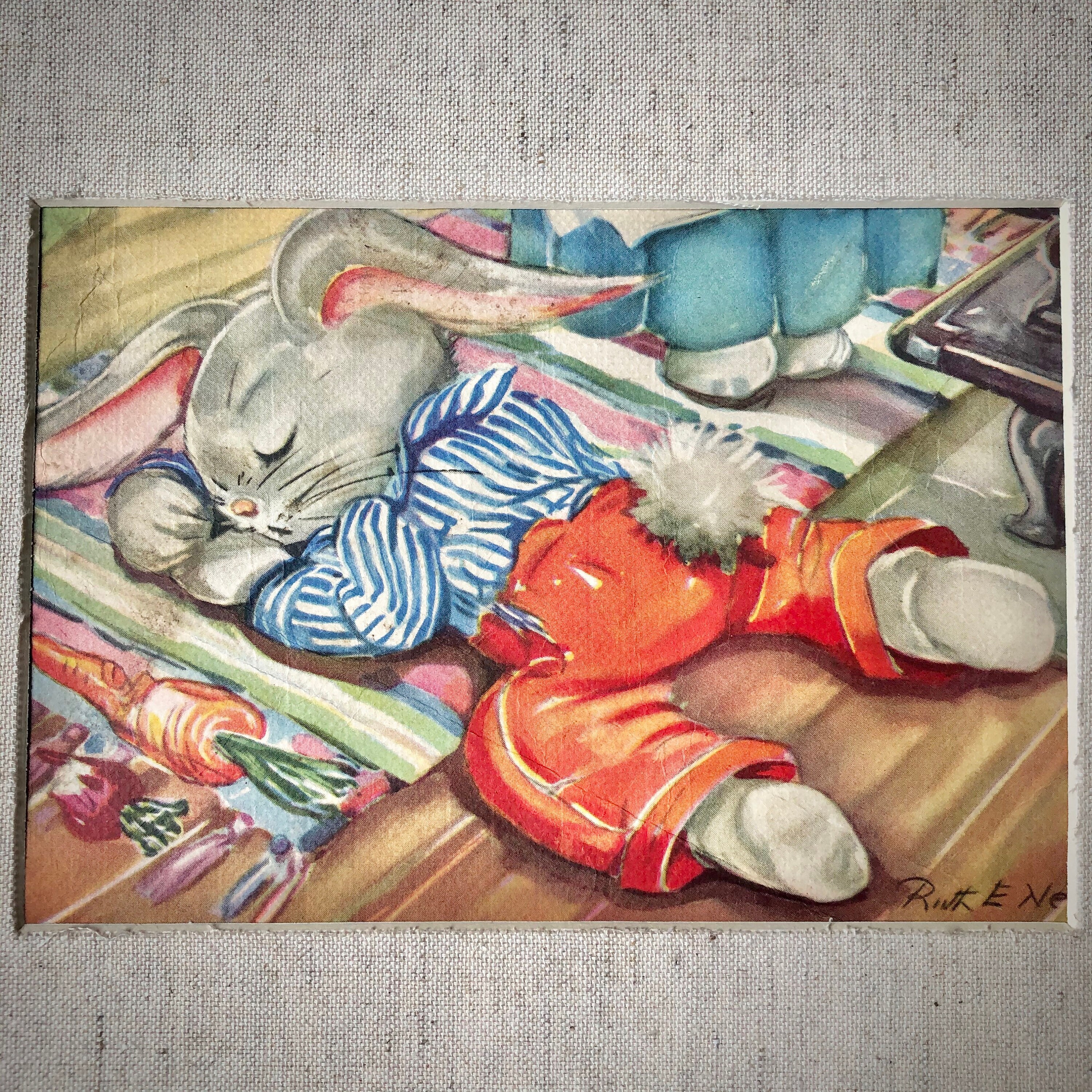 Ruth E. Newton 1938 Sleeping Peter Rabbit Page From Book, Chubby Cubs ...