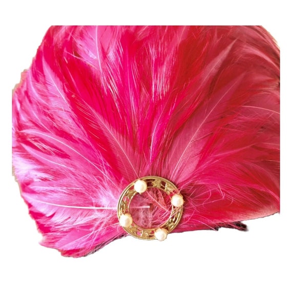 Shocking Pink Feather Covered Hat by Hudson's Sal… - image 3