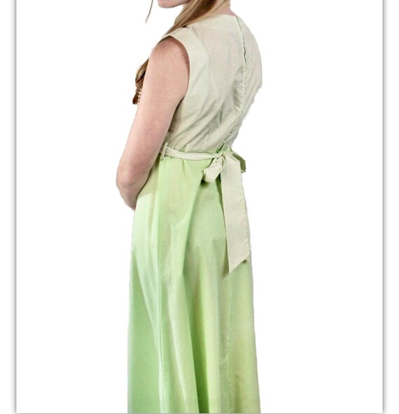 Green Spring Sundress 1970's Soft Green and White… - image 3