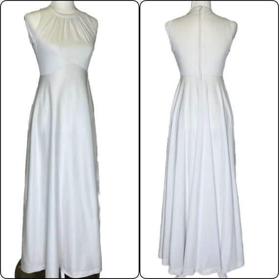 1960s Handmade White Sleeveless Dress with Empire… - image 1