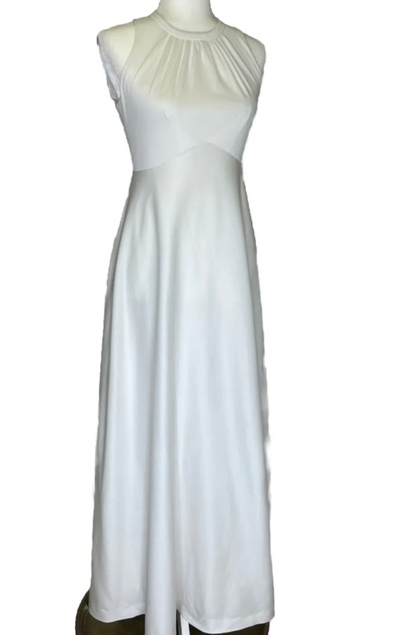 1960s Handmade White Sleeveless Dress with Empire… - image 2