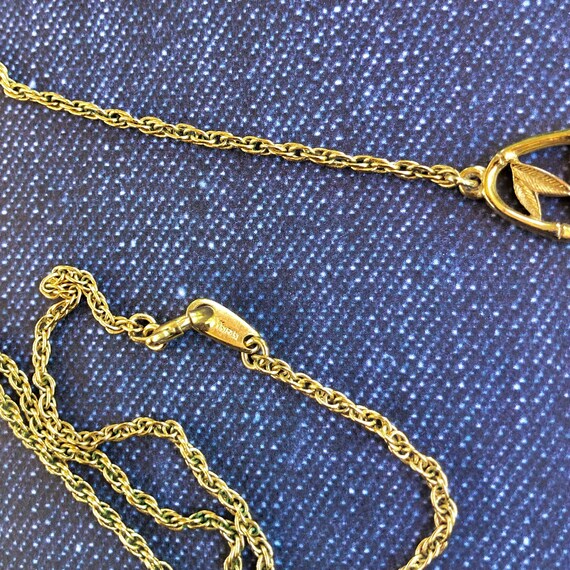 Bamboo Look Necklace By Trifari, Gold Tone 1960's… - image 6