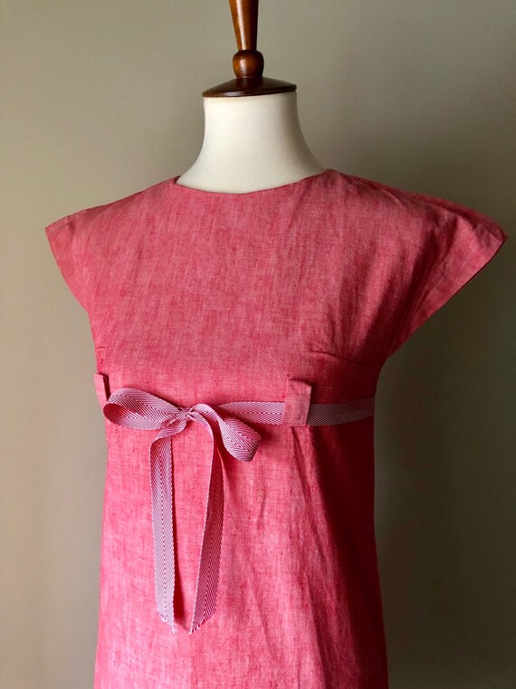 1960s Mod Red Chambray Dress - Handmade Pointed S… - image 3