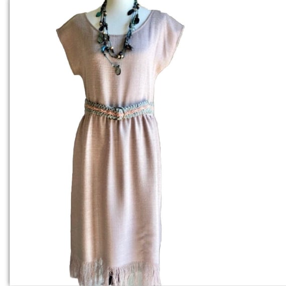 1980's Dress by Coco of California Burlap Natural… - image 1