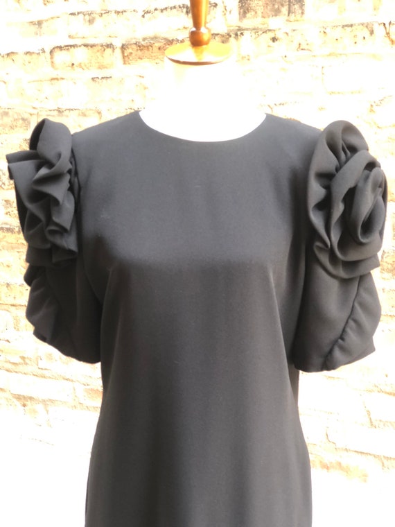 1980s Dramatic Gothcore Black Dress with Fabulous… - image 7