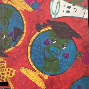Globos de papel de regalo de graduación por sello envoltura de hojas de papel de 1980 2 felizes buhos y diplomas verde azul amarillo rojo hecho en patrón de los E.e.u.u. grad