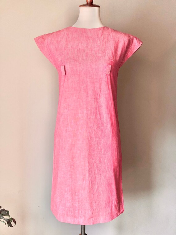 1960s Mod Chambray Dress: Handmade Red Mini Dress - image 10