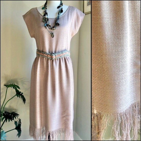 1980's Dress by Coco of California Burlap Natural… - image 2