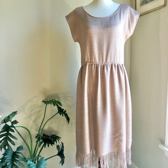 1980's Dress by Coco of California Burlap Natural… - image 4