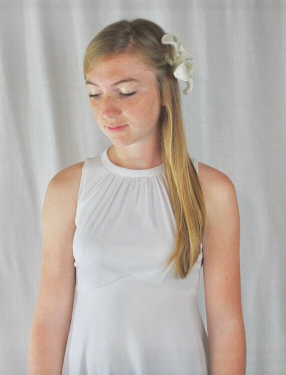 1960s Handmade White Sleeveless Dress with Empire… - image 4