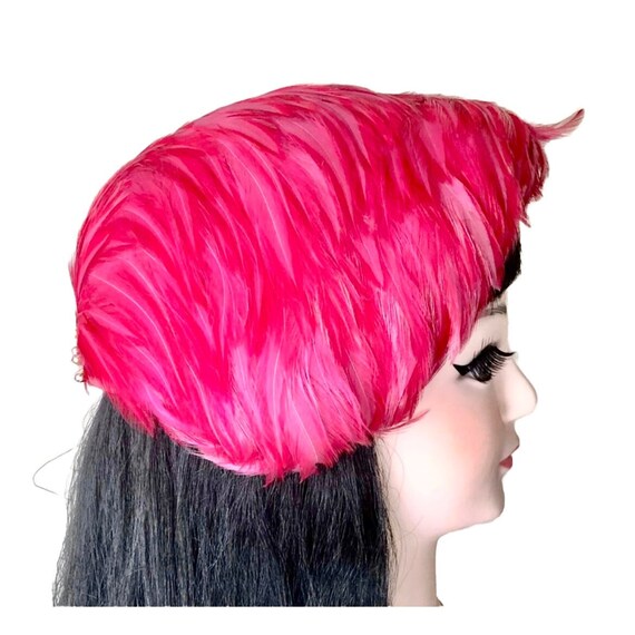 Shocking Pink Feather Covered Hat by Hudson's Sal… - image 9