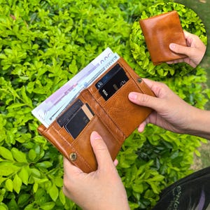Custom RFID Leather Wallet for Men – Brown Bifold with ID Window, Coin Pocket – Personalized Gift for Dad, Husband, Boyfriend, Him