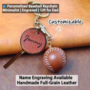 Personalisierter Leder Baseball Schlüsselanhänger, Geschenk für neuen Vater, Vatertagsgeschenk für den Trainer, handgemachter Sport-Schlüsselanhänger für ihn