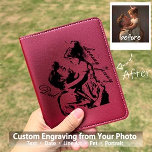 Porta pasaporte de cuero personalizado, billetera de viaje personalizada para hombres y mujeres, funda delgada RFID, regalo para él, ella, papá o esposo.